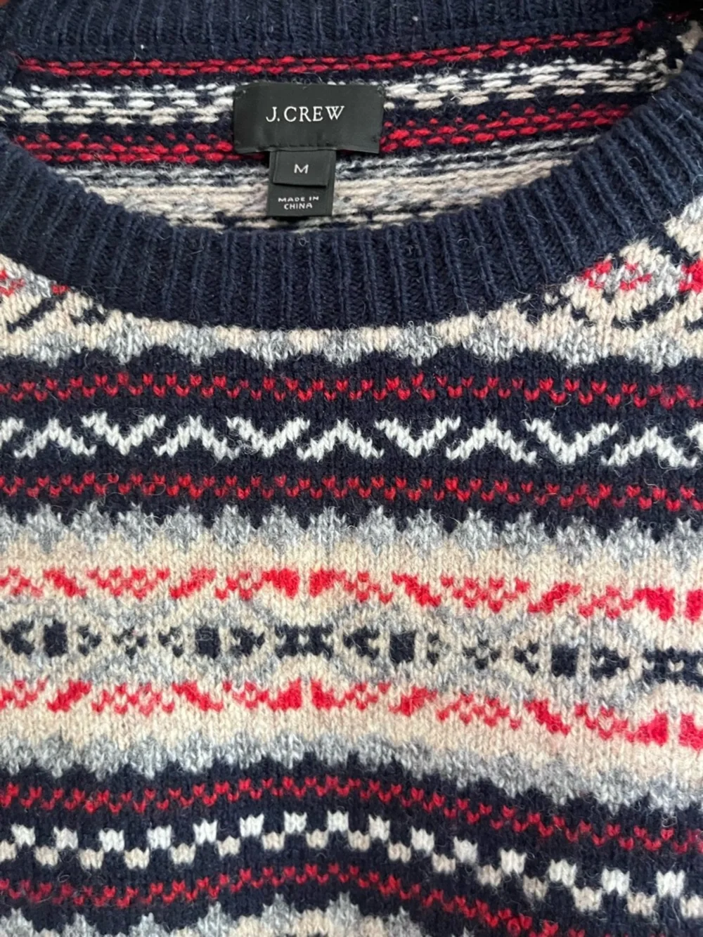 J.Crew 100% Lambswool Fair Isle Nordic Crewneck Sweater - Medium